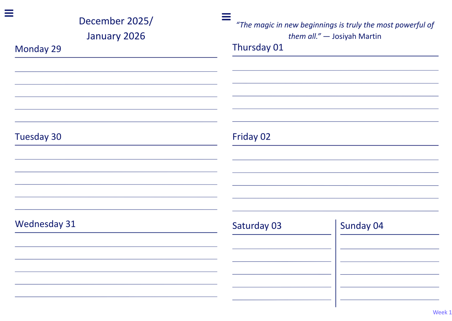 2026 Digital Planner - Blue - The Barcode