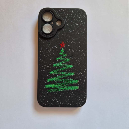 Christmas tree - black phone case - The Barcode