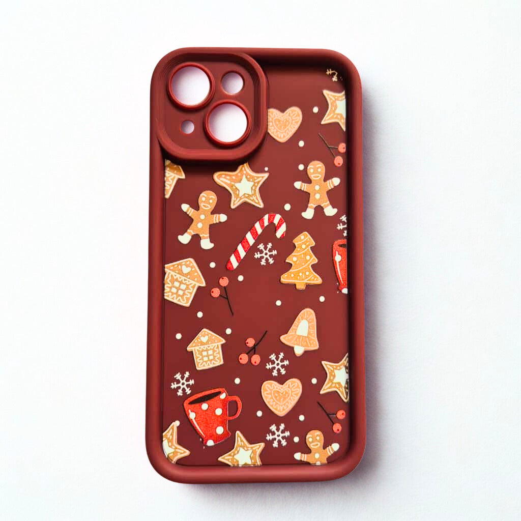 Burgundy Christmas cookie pattern - phone case - The Barcode