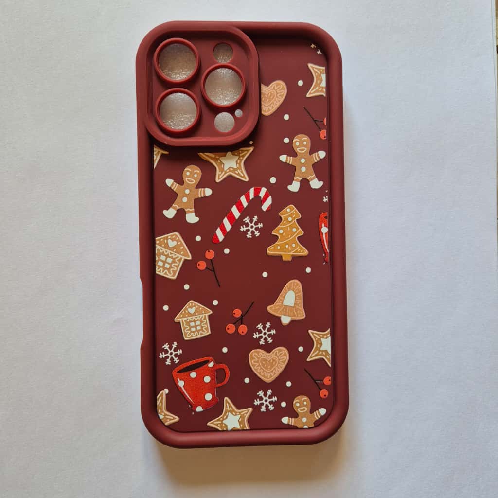 Burgundy Christmas cookie pattern - phone case - The Barcode