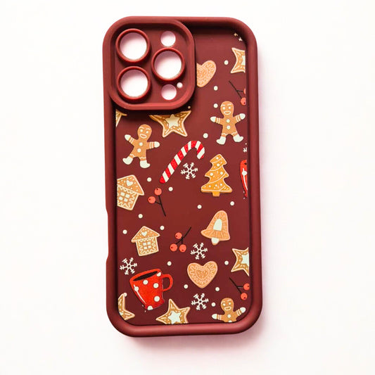 Burgundy Christmas cookie pattern - phone case - The Barcode