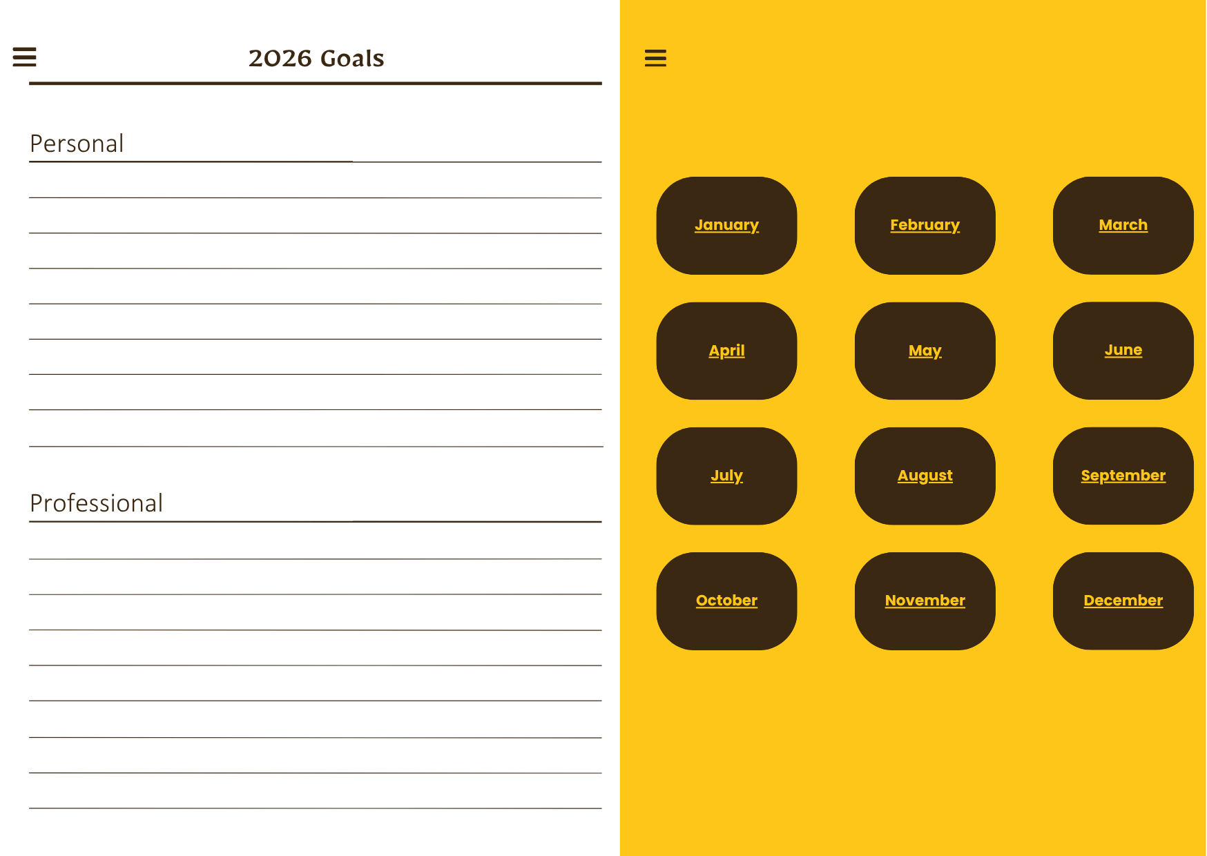 2026 Digital Planner - Yellow - The Barcode