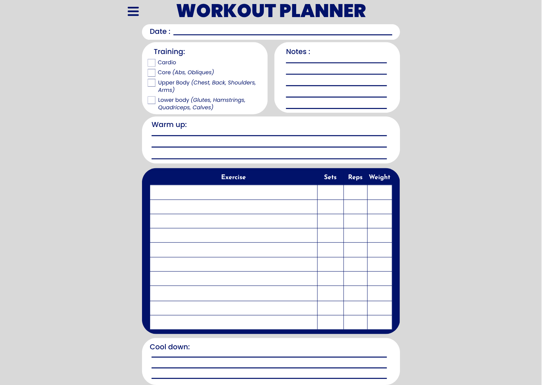 Digital Workout Planner - The Barcode