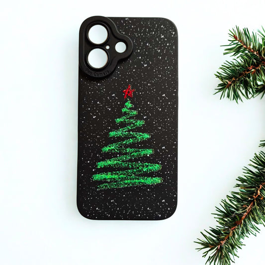 Christmas tree - black phone case - The Barcode