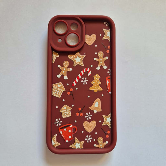 Burgundy Christmas cookie pattern - phone case - The Barcode